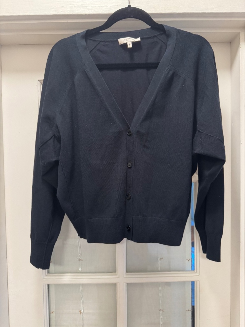 Dorothee Schumacher Navy V-Neck Cotton Knit Cardigan Size M